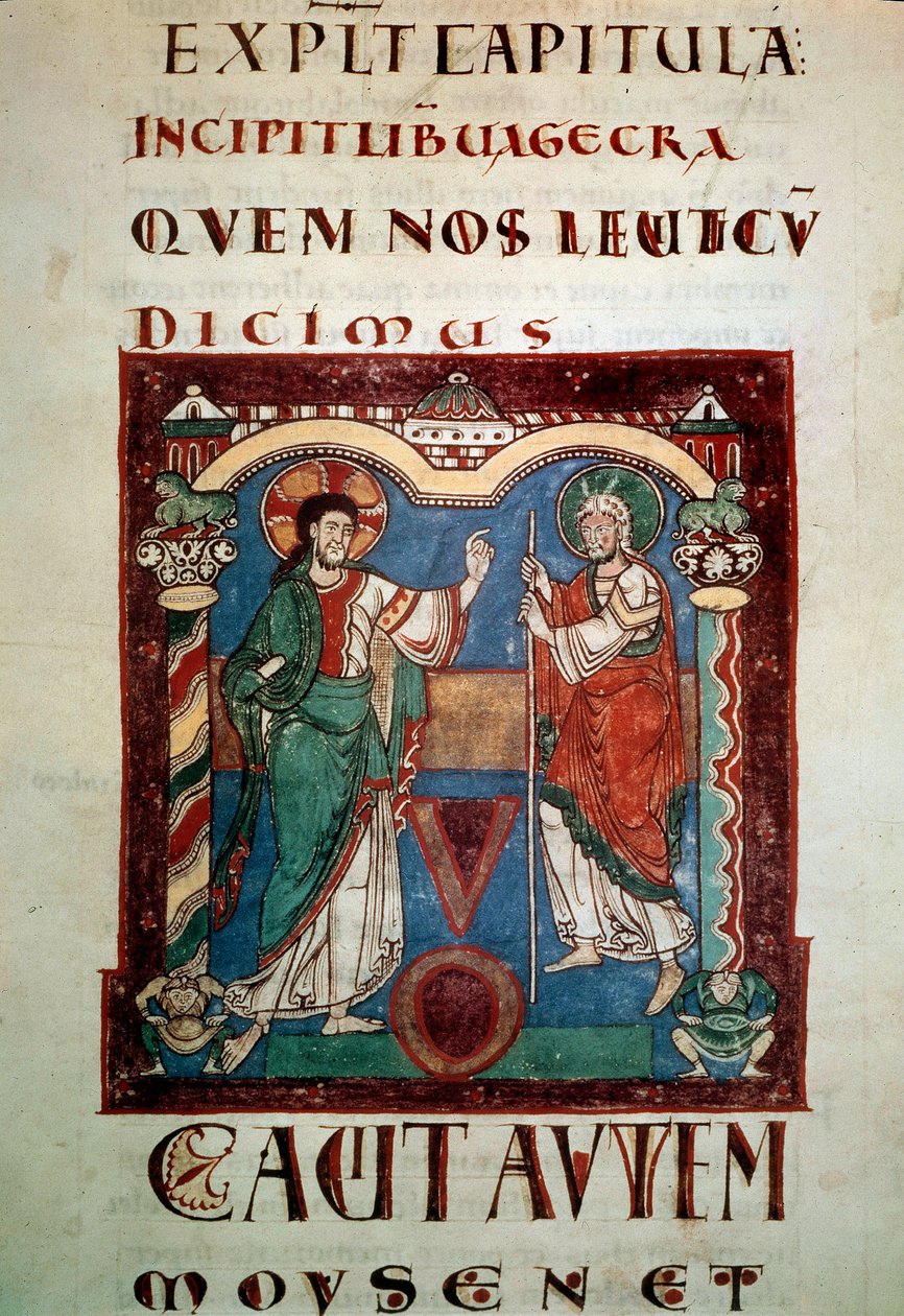 Måned før Gud. Oplyst side fra tropairen i Saint Martial de Limoges. Debut af det 11. århundredes Paris, B.N. af Unknown artist
