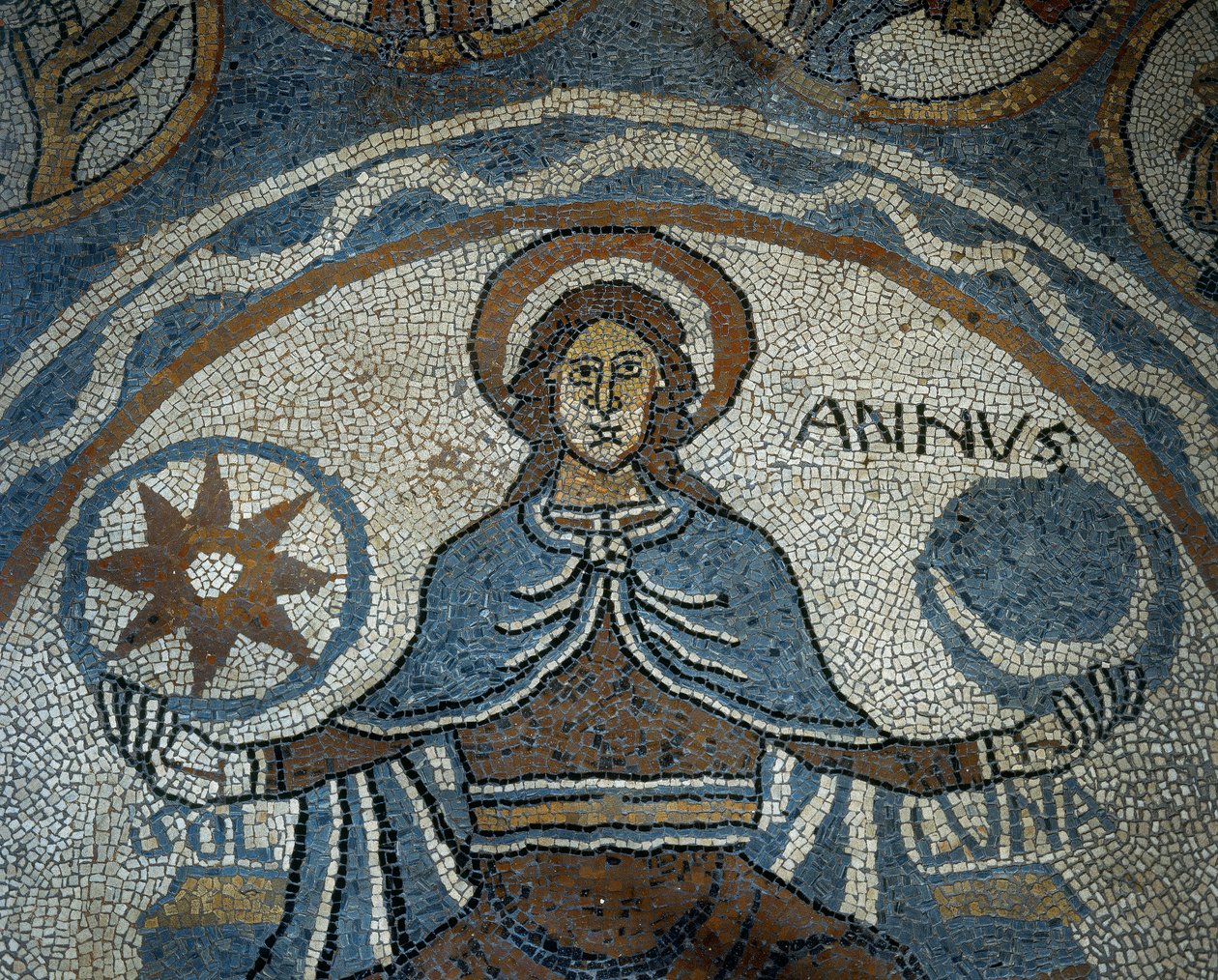 Mosaikgulv, der viser årets måneder af Unknown artist