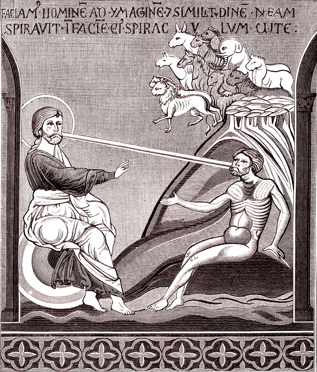 Mosaik, der repræsenterer menneskets skabelse af Unknown artist