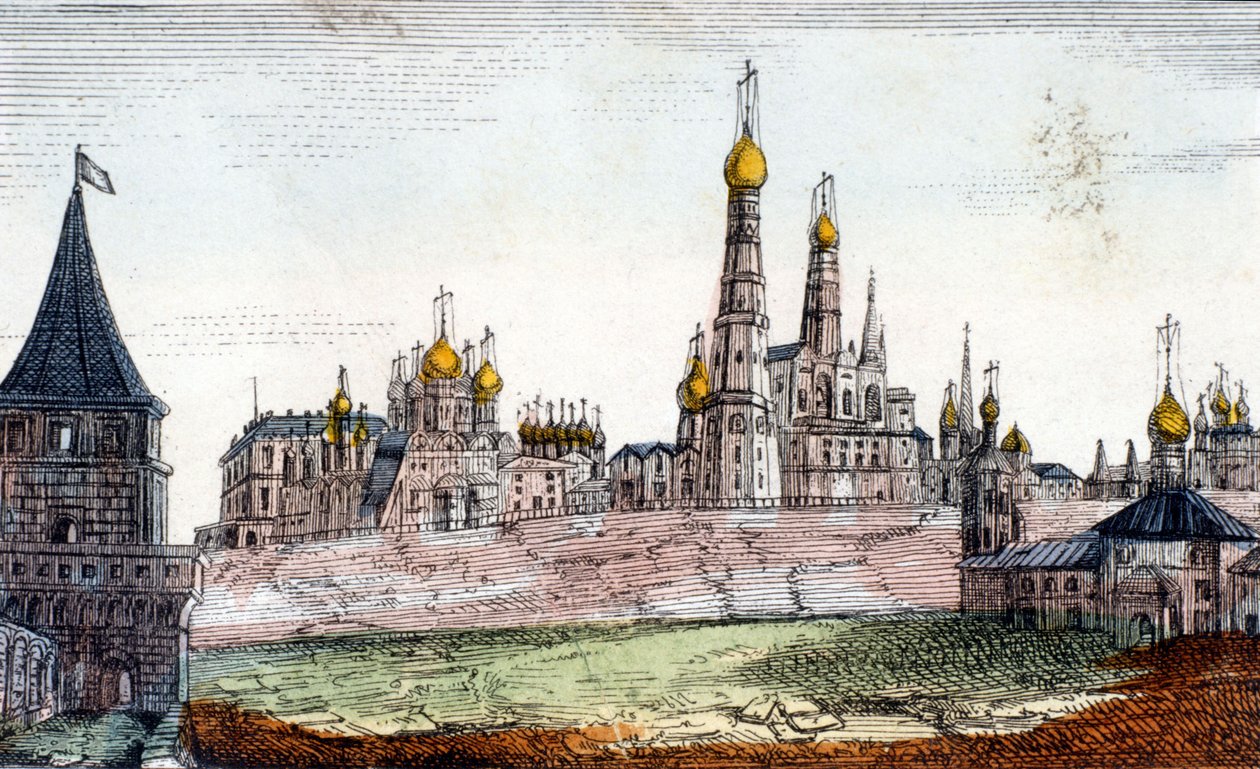 Moskva, Kreml. 1800-tals gravering. af Unknown artist