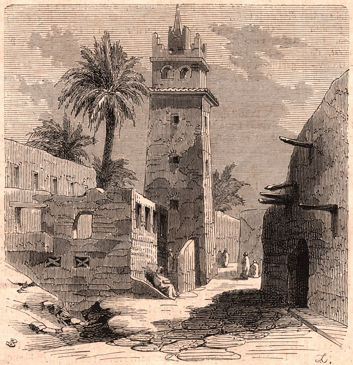 Moske i den gamle Biskra (Biskra) i Algeriet i 1866 af Unknown