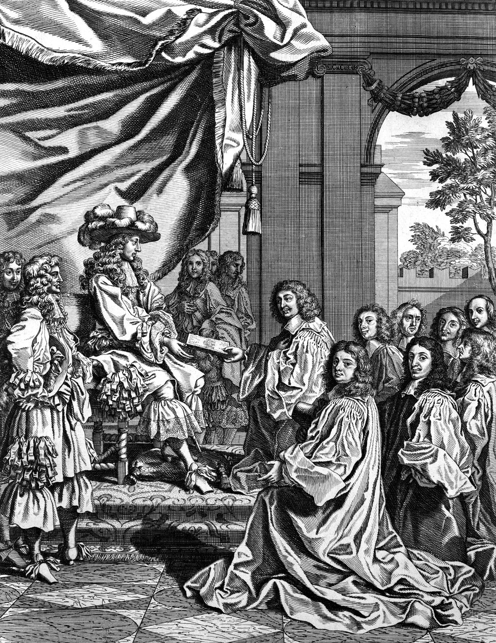 Kommunale dommere præsenterer for den franske kong Ludvig XIV beskrivelse af hans indtog i Paris af Unknown artist