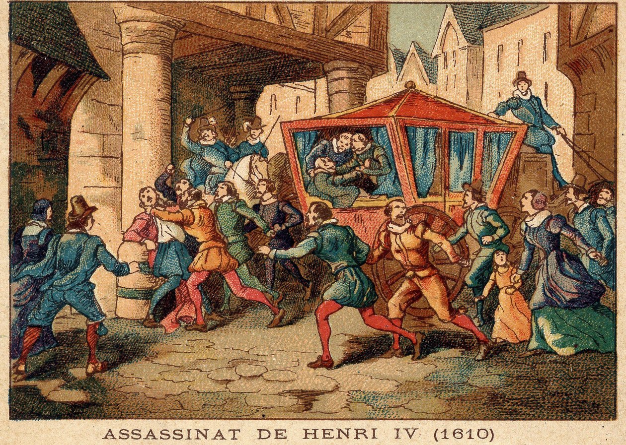 Mord på Henrik IV og arrestation af Ravaillac den 14. maj 1610. af Unknown artist