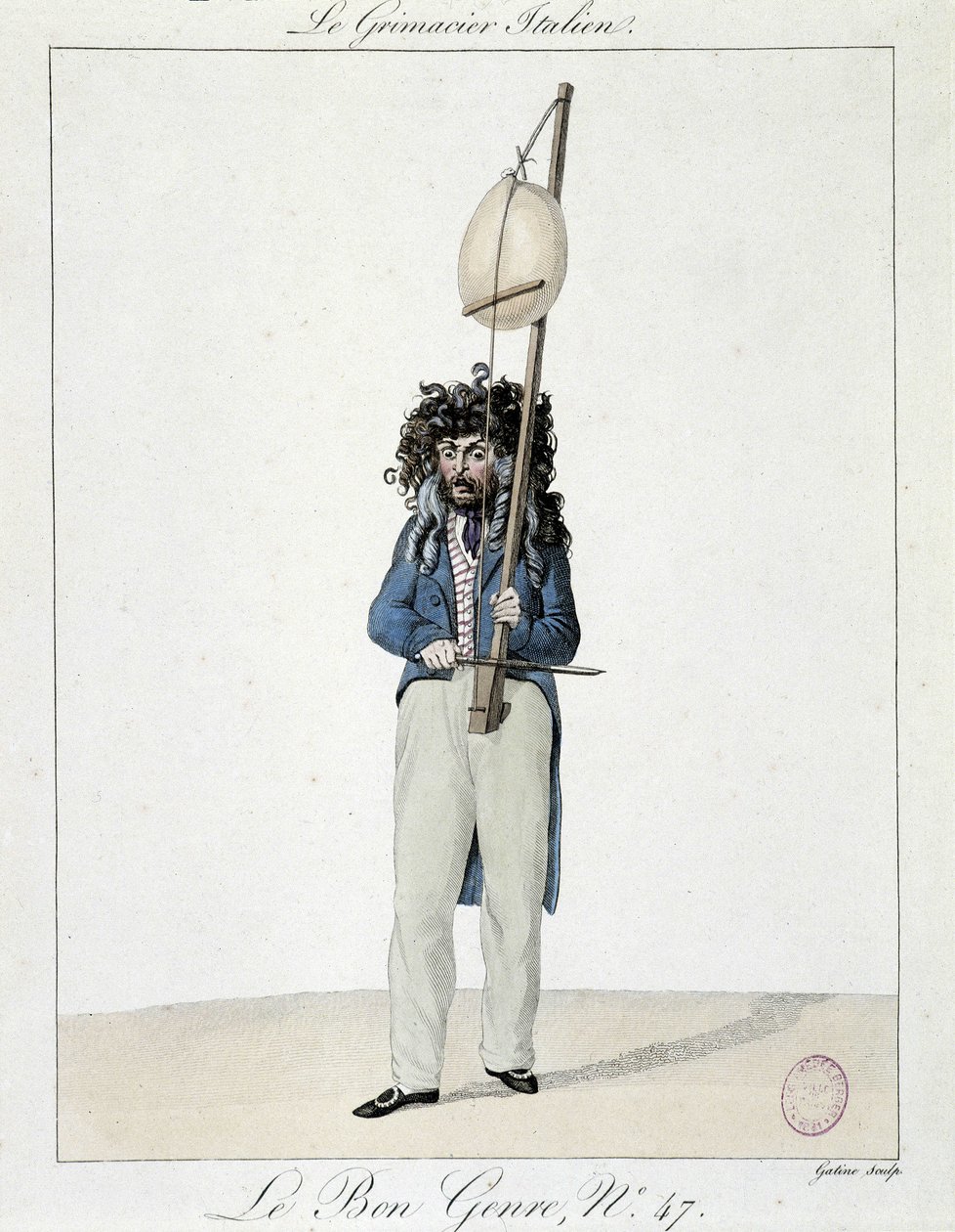 Musiker på gaden: den italienske grimacier - gravering, Carnavalet. af Unknown artist