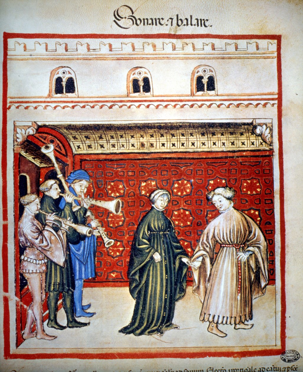 Musikere og dansere, -i "Tacuinum Sanitatis"" af Unknown artist