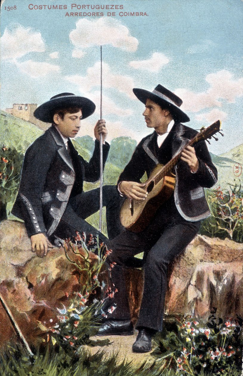 Musikere i portugisiske kostumer. Coimbra arredores. af Unknown artist