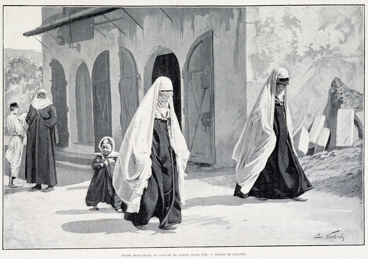 muslimske kvinder i Bosnien. I Tour du monde 1/1896. af Unknown artist