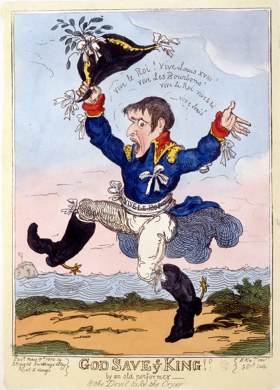 Napoleon 1er sang "" Vive le roi"" for fremkomsten af Ludvig XVIII - i "" Napoleon 1er"", samling af karikaturer af Unknown artist