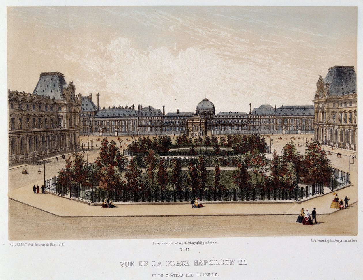Napoleon III-pladsen og Tuileries-paladset af Unknown artist