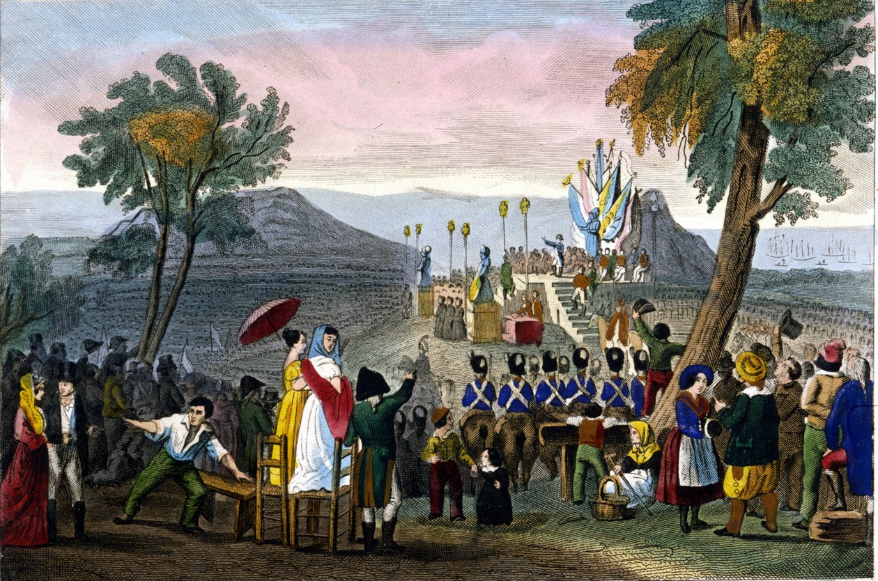 Napoleon I overrakte Æreslegionen til soldaterne ved Camp de Boulogne den 16. august af Unknown artist