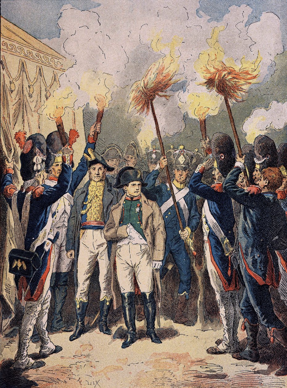 Napoleon og hans hær, i december 1805, aftenen for Austerlitz. af Unknown artist