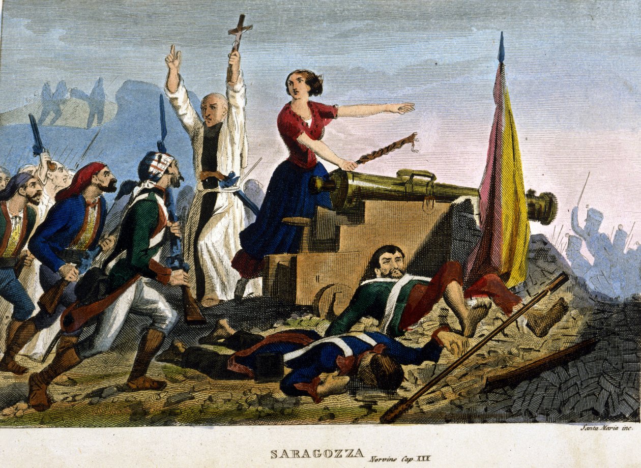 Napoleonskrigene: Belejringen af ​​Zaragoza (Zaragoza). 1808. Saml. Privat, Milano. af Unknown artist