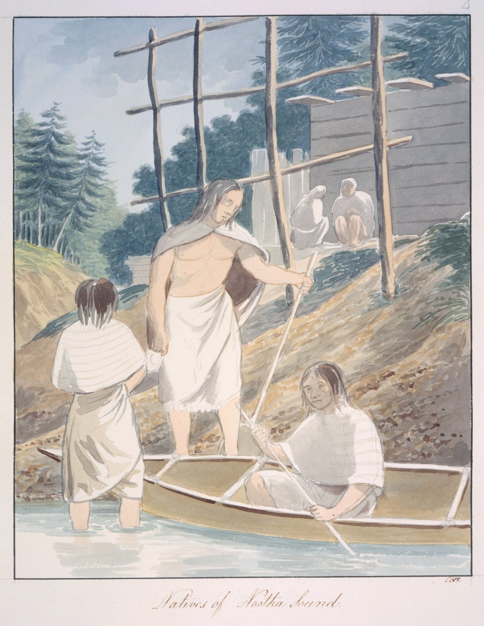 Natives of Nootka Sound, ca. 1843-50 (akvarel) af Unknown artist