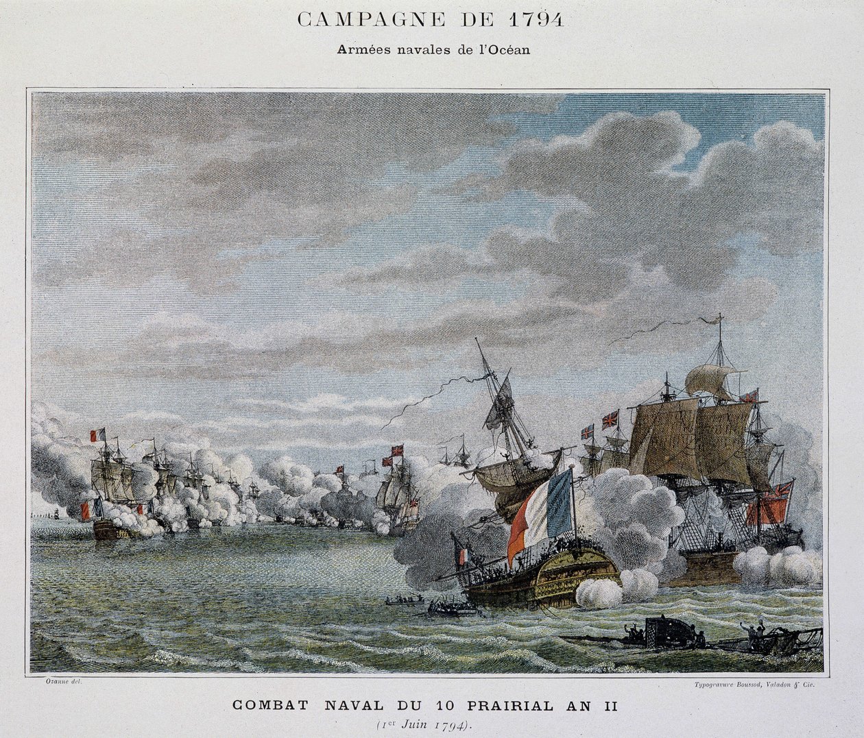 Søkamp, du 10 prairial An II (1794) - i "" Napoleons søslag"" af Unknown artist