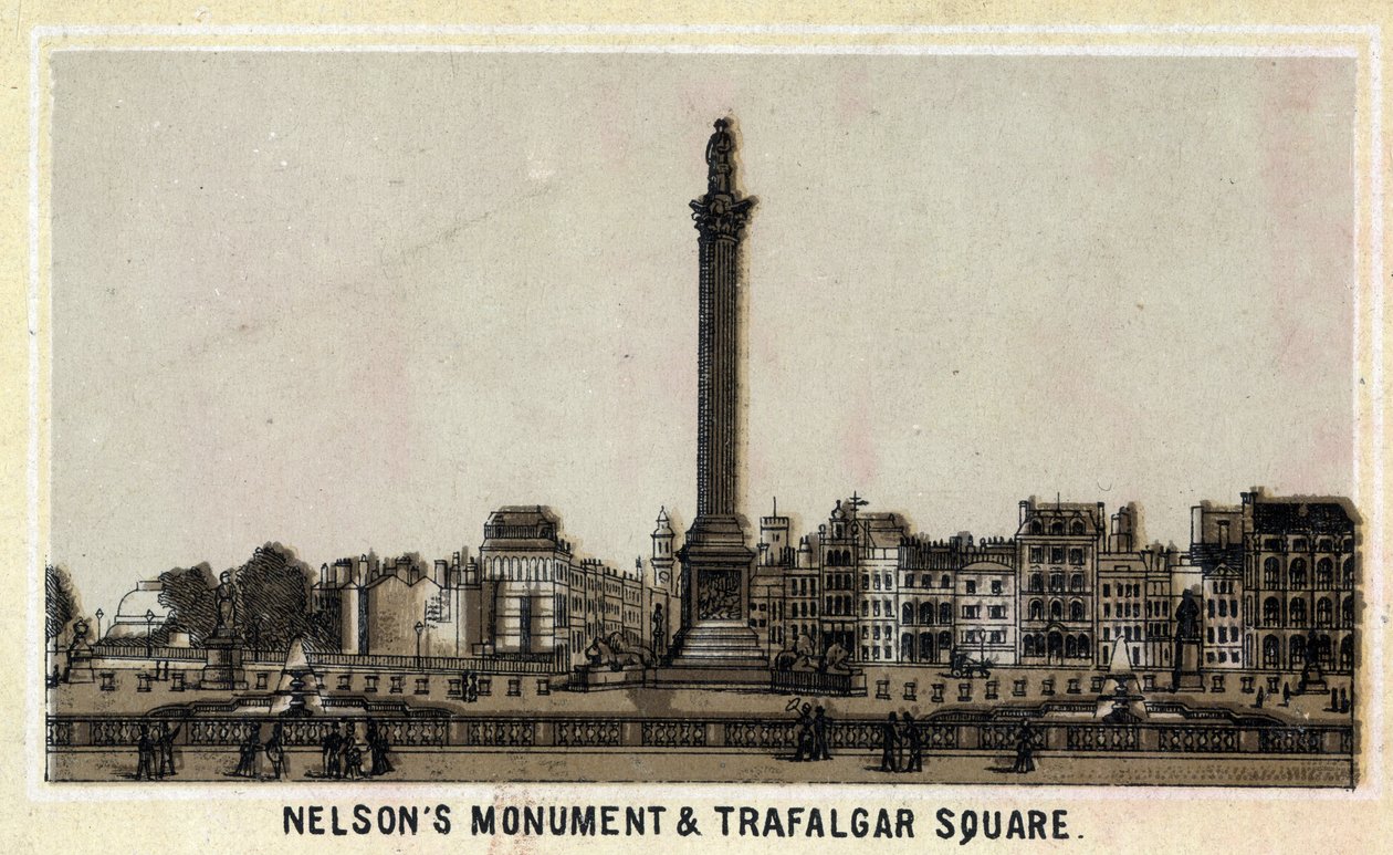 Nelsons monument og Trafalgar Square, Edinburgh (Edinburgh) i Skotland, Storbritannien. Kromolitografi i slutningen af det 19. århundrede. af Unknown artist