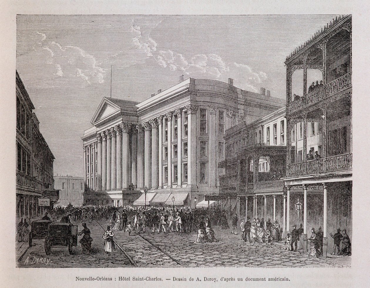 New Orleans (New Orleans): Hotel Saint-Charles (Saint Charles) - i "Le tour du monde", 2. semester 1876 af Unknown artist