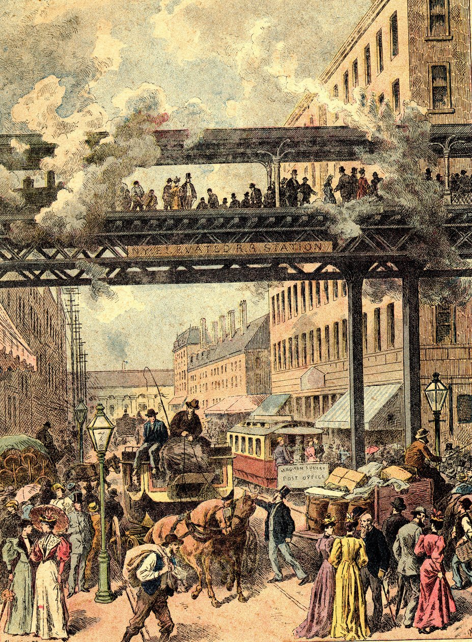 New York Street. I "Jordens folk" 1890. af Unknown artist