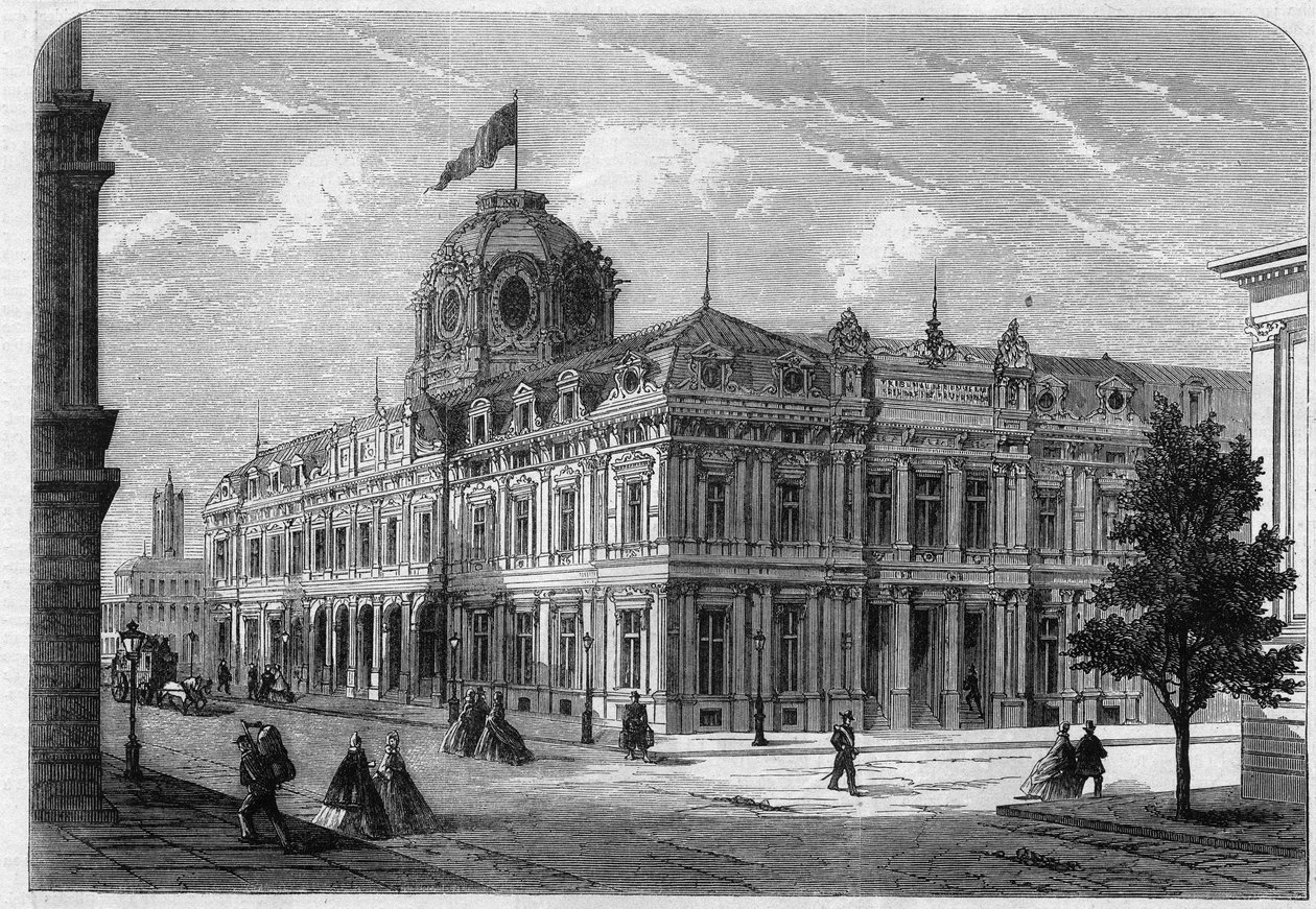 Ny handelsdomstol i Paris Quai de Corse (tidligere Quai Desaix) på Ile de la Cite, bygget efter planerne fra arkitekten Antoine Nicolas Louis Bailly (1810-1892) med tilladelse fra præfekt Georges Eugene Haussmann (Baron Haussmann) af Unknown artist