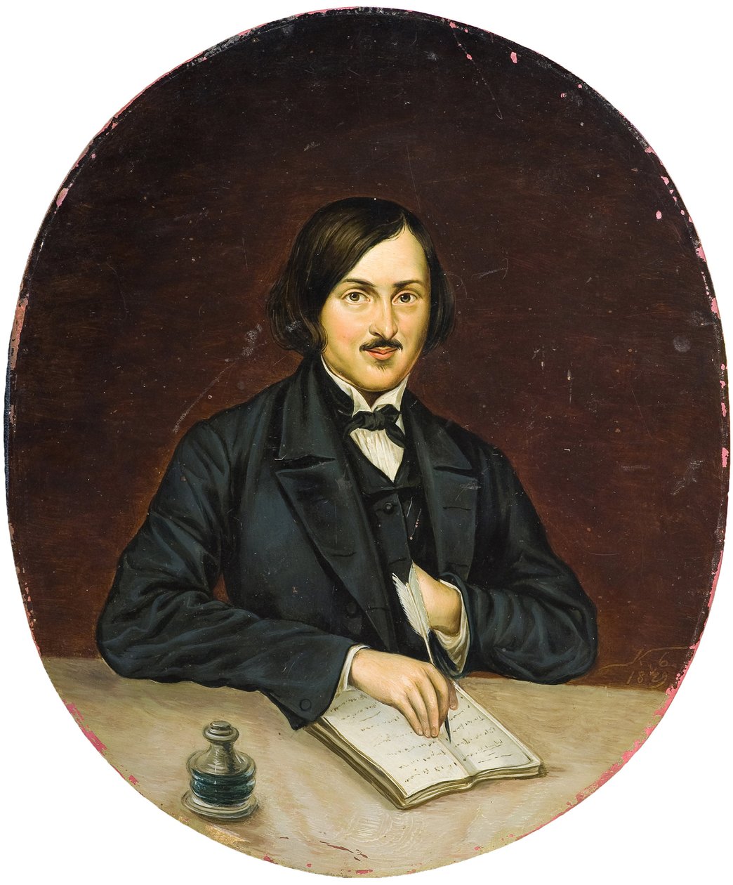 Nicolas Gogol - Portræt af forfatteren Nikolai Gogol (1809-1852), Anonym. Olie på lærred af Unknown artist