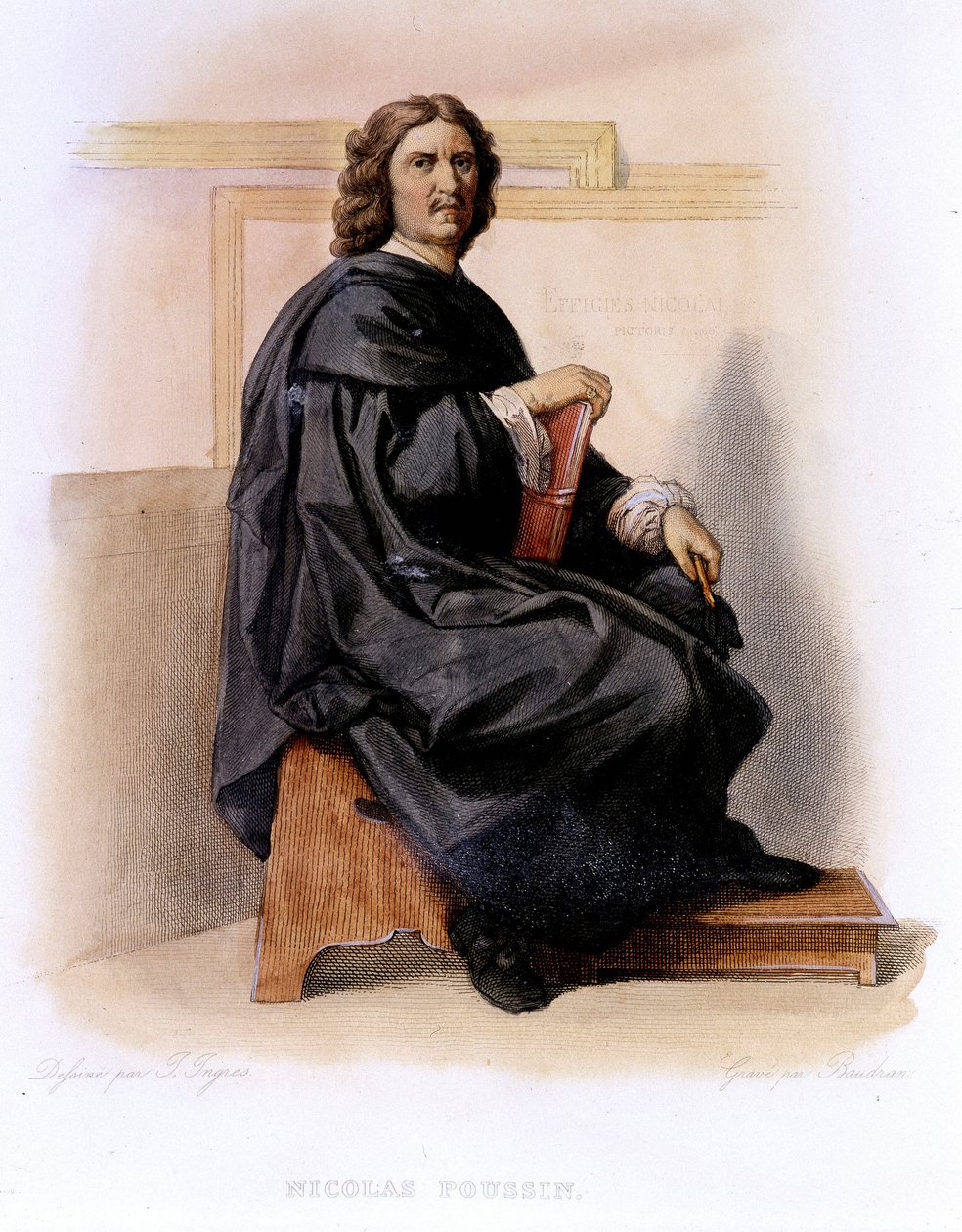 Nicolas Poussin (1594-1665) i Ed. Mennechet, ""Den franske Plutarch"" af Unknown artist