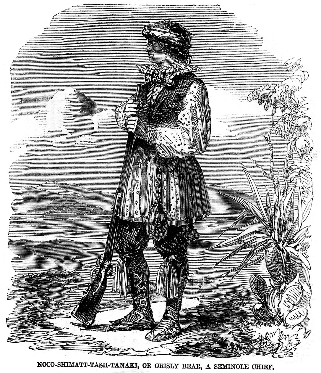 Noo-Shimatt-Tash-Tanaki, eller den grusomme bjørn, en seminolehøvding af Unknown artist