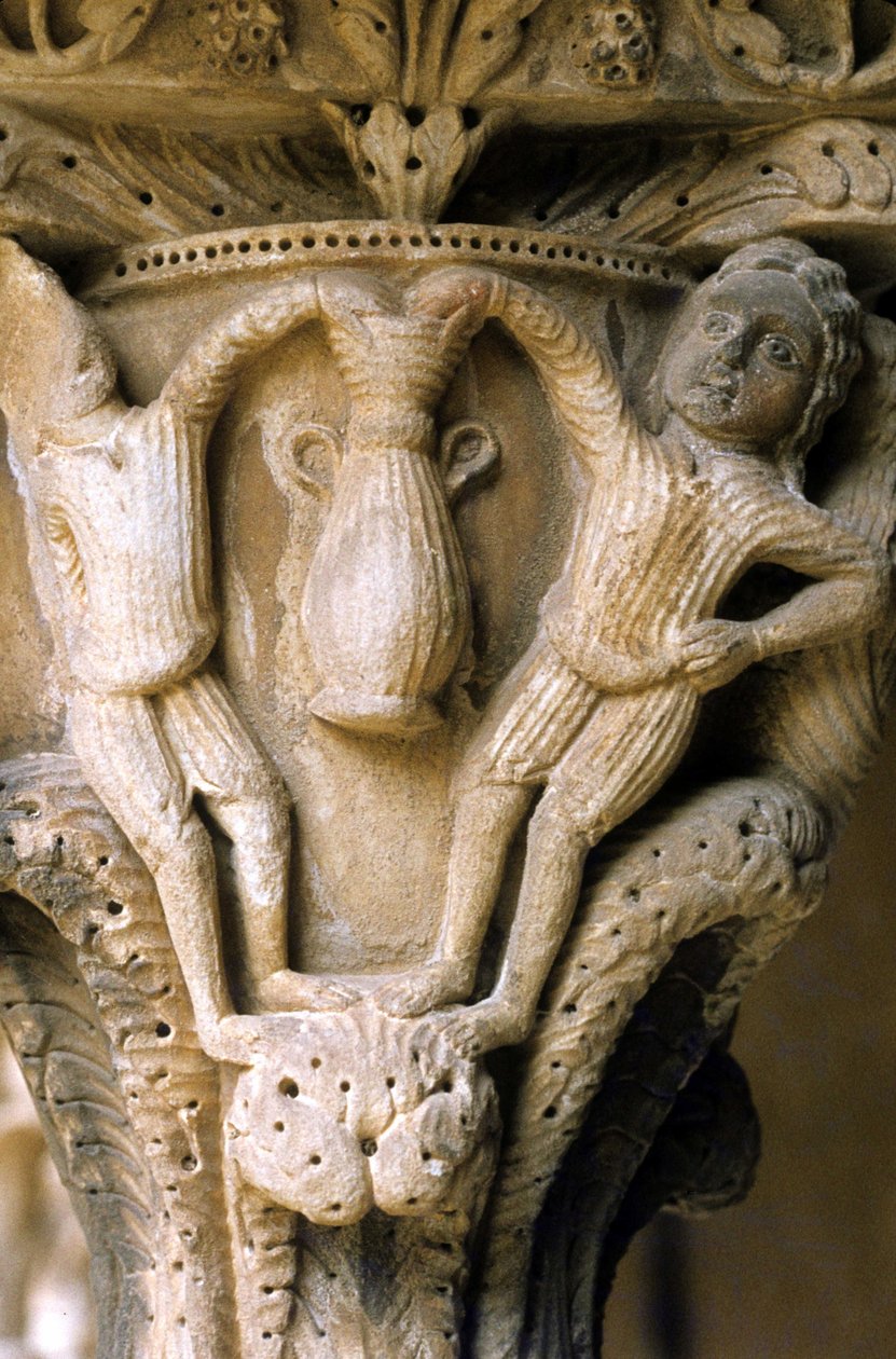 Norman Art i Monreale (Sicilien): hovedstæder i Cloitre des Benedictins. af Unknown artist