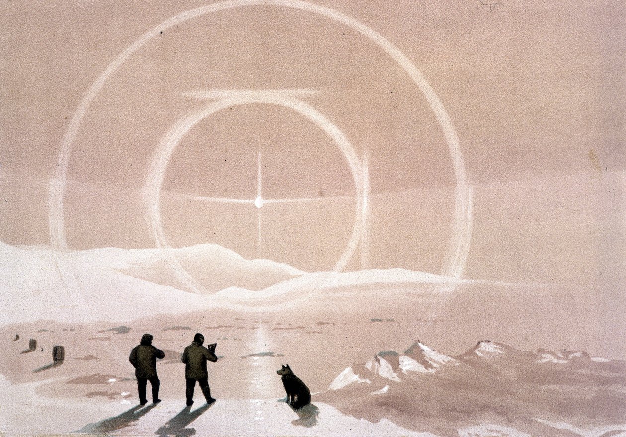 Northern Lights - i "The shores of the polar sea, an Arctic expedition narration", af Dr. Edward Moos, Marcus Nard & Co, London af Unknown artist