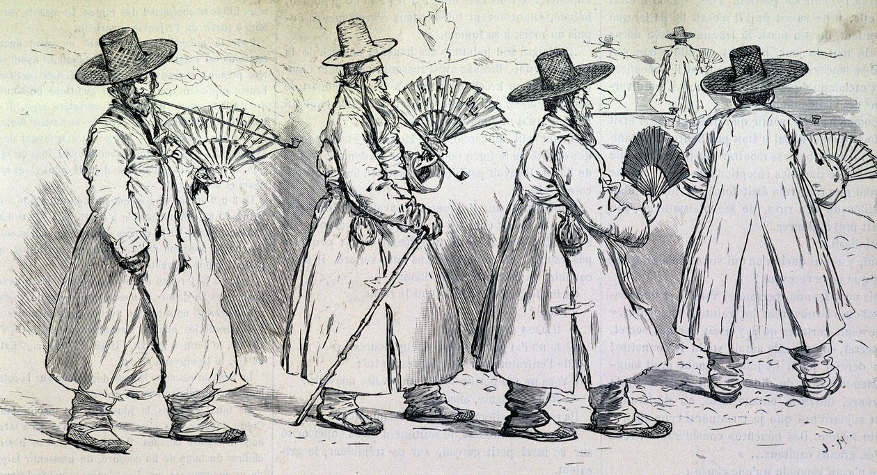 Bemærkelsesværdigt for landsbyen Sbin Po (Kree) på en gåtur (slutningen af det 19. århundrede). af Unknown artist