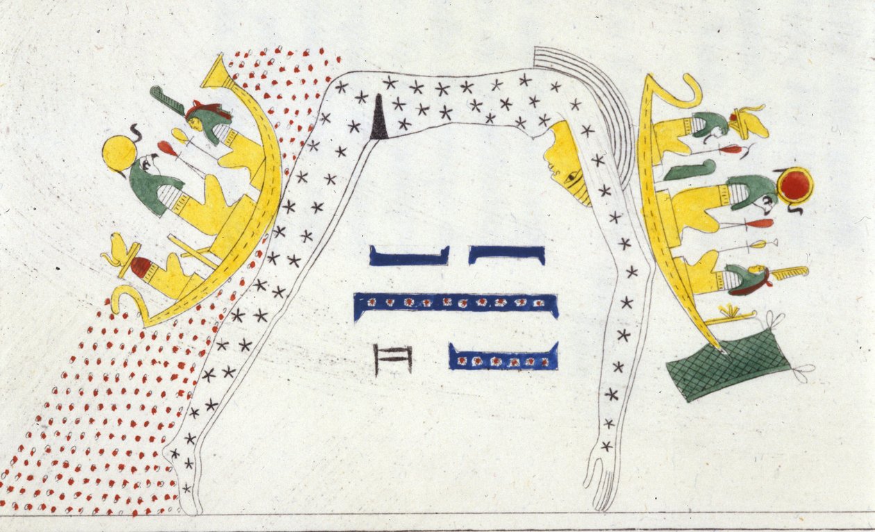 Nut, Egyptian Deity of Heaven and the Barque of the Sun - i "" Monuments of Egypt and Upper Nubia"" af Ippolito Rosellini (Rossellini). af Unknown artist