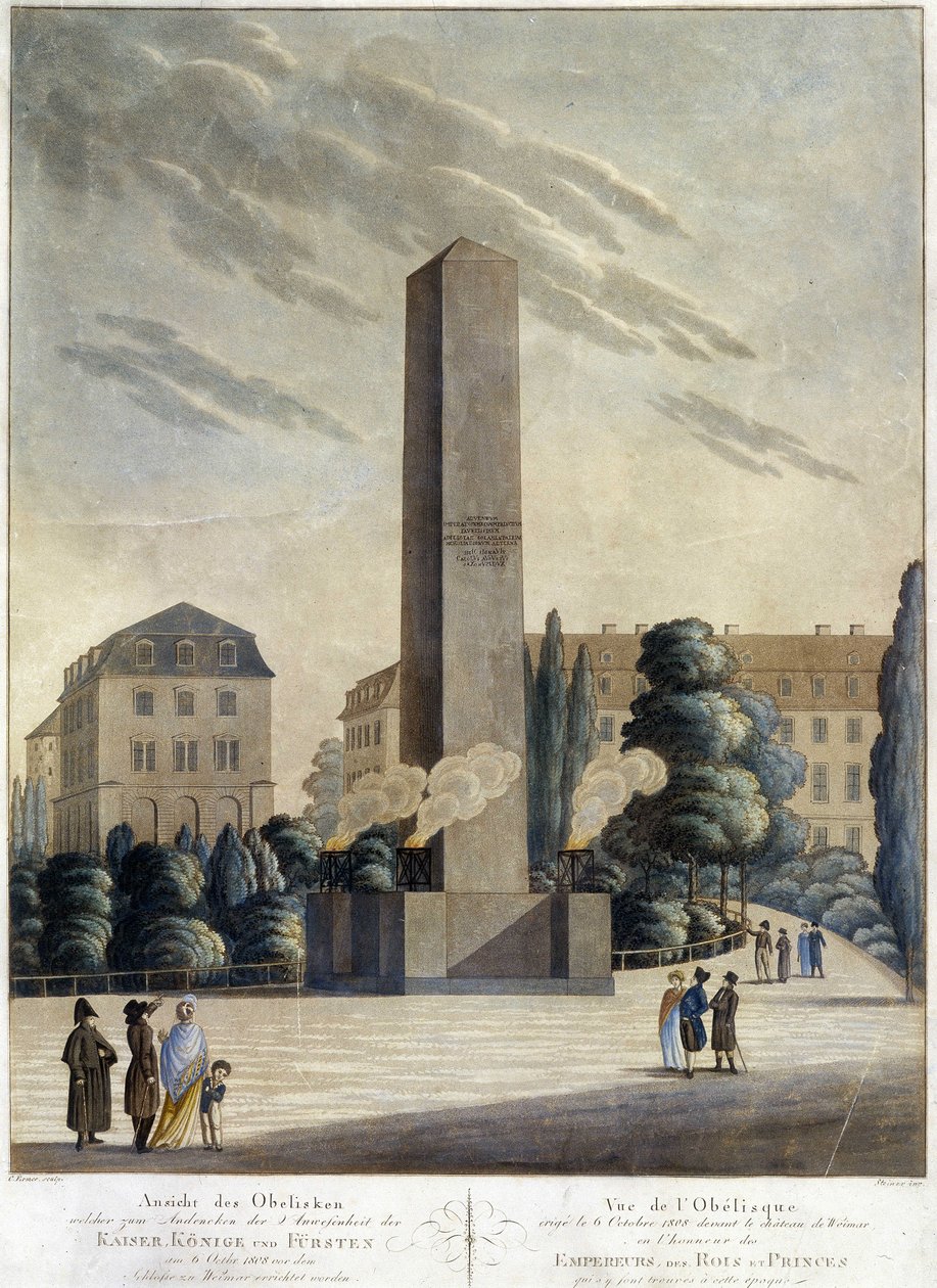 Obelisk foran slottet Weimar af Unknown artist