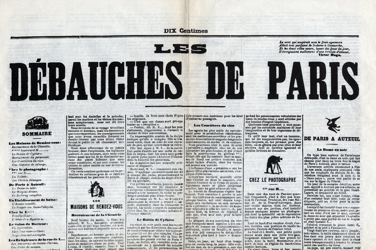En af avisen "Les debauches de Paris", slutningen af det 19. århundrede. af Unknown artist