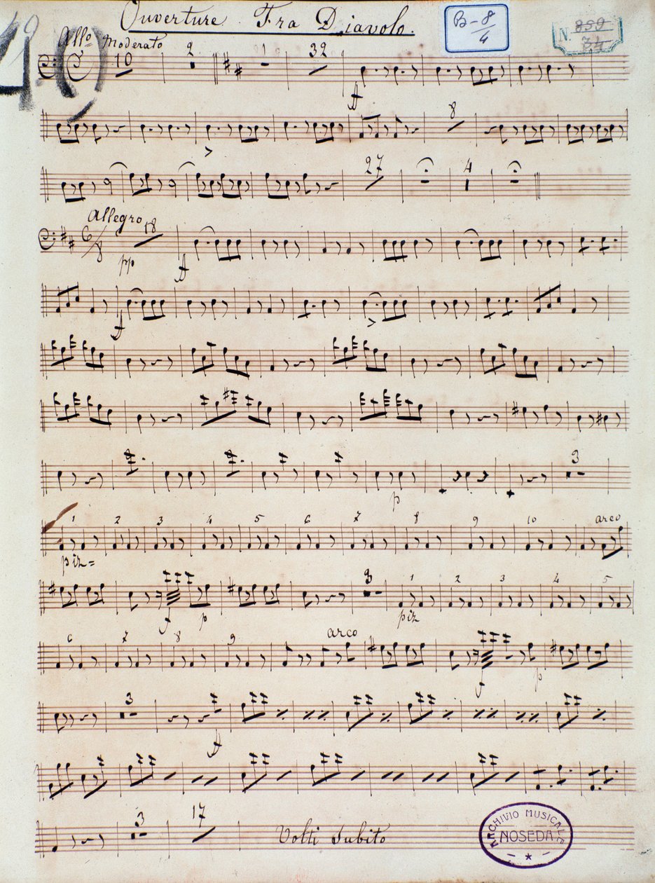 Åbning af opera-tegneserien Fra Diavolo, eller The Hotelery of Terracine af D. F. Auber af Unknown artist
