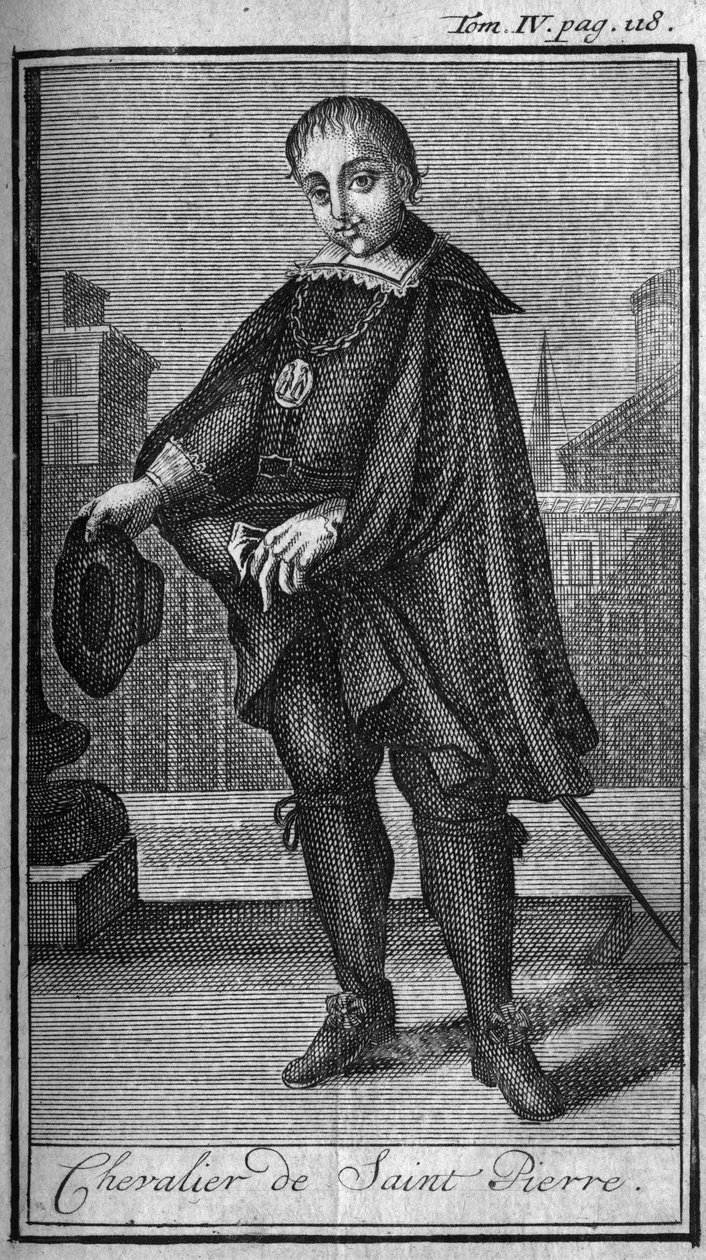 Ordener af Ridder. Ridder af St. Peter (San Pietro) i Rom i det 15. århundrede. I "" Historien om militære ordener eller riddere, om de sikre og rutineprægede militser af begge køn, som er blevet etableret indtil nu. Udgave taget fra Abbe Giustiniani, af Unknown artist