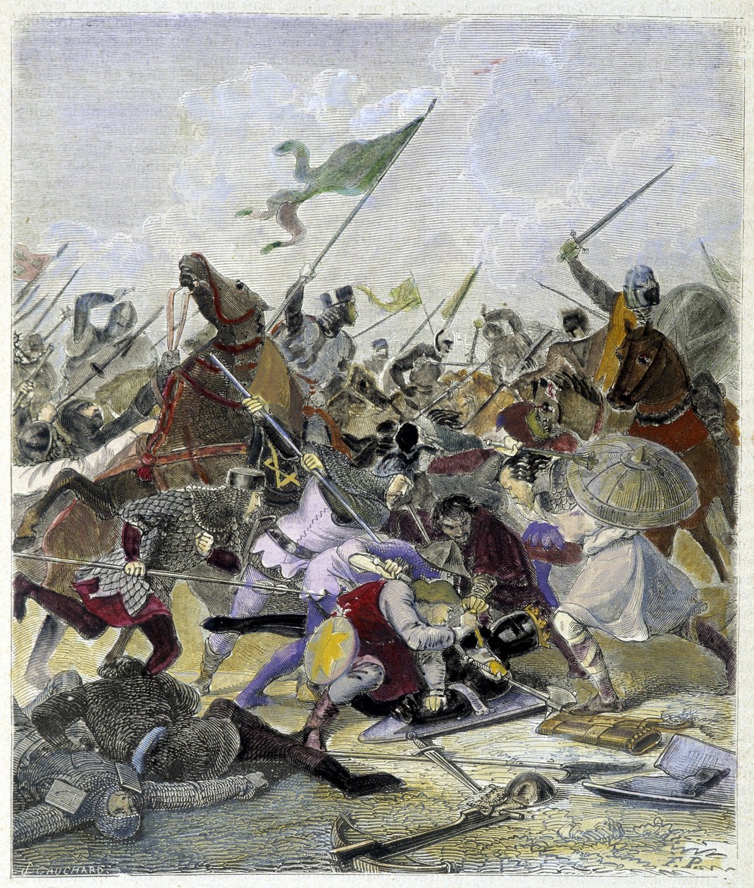 Othon 1er (912-973) overrasket af oprørerne i Rom - i "Histoire des popes"", af Maurice Lachatre af Unknown artist