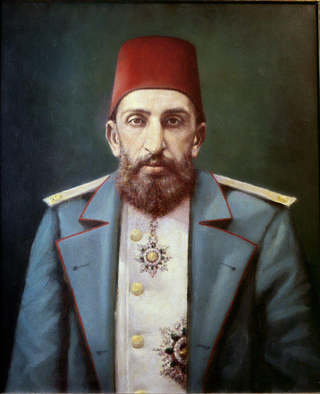 Det Osmanniske Rige: Portræt af sultan Abdulhamid II (oliemaleri) af Unknown Artist