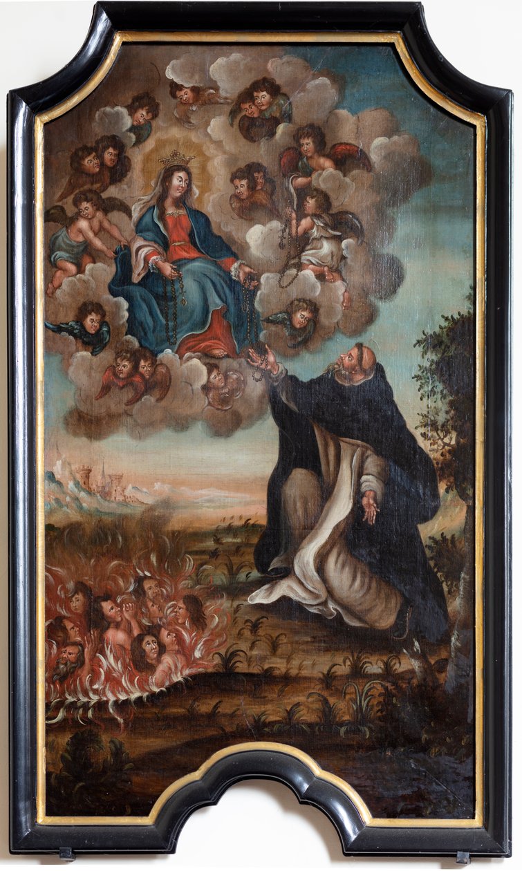 Vor Frue giver rosenkransen til Saint Dominic af Unknown artist