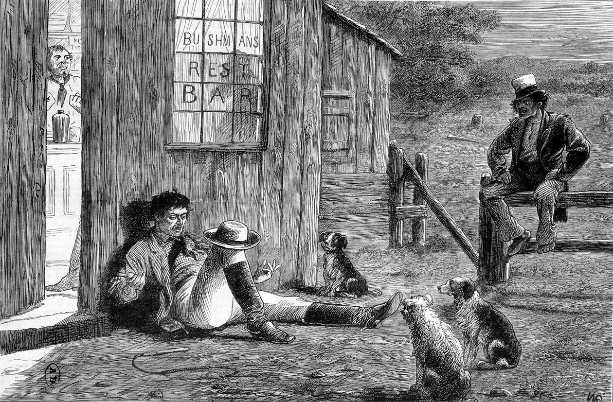 Udenfor en bush-tavern i Australien af Unknown artist