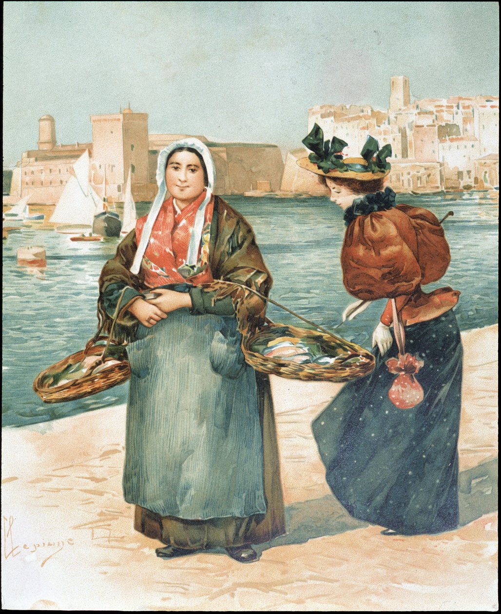 Østershandler - tegning af Dellepienne af Unknown artist