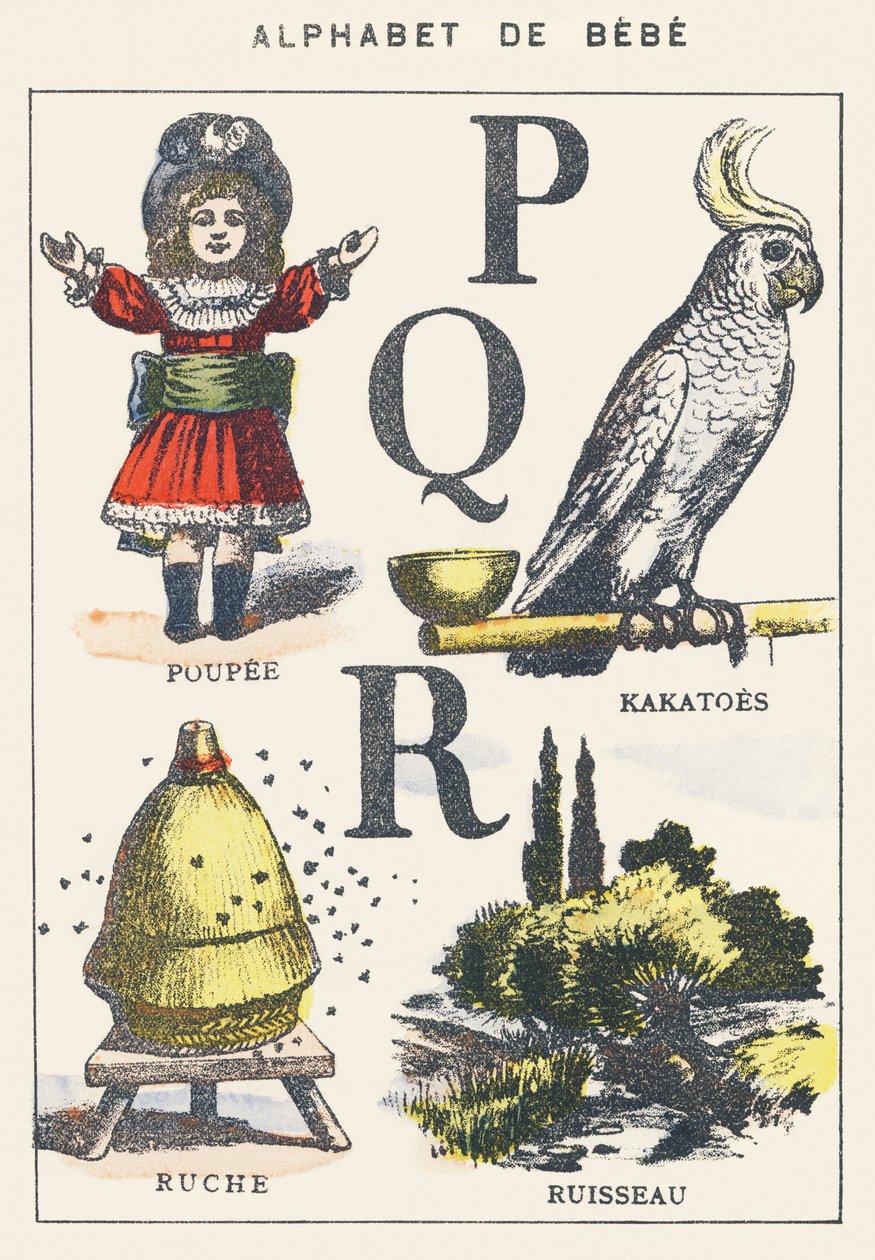P Q R: dukke, persimmon, bikube, vandløb af Unknown artist