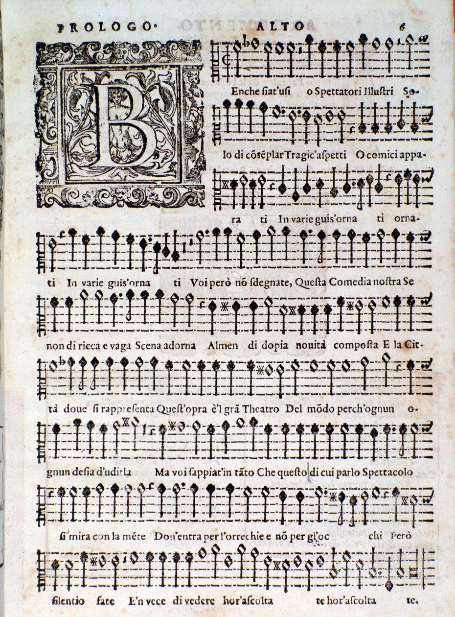 Side fra Amfiparnaso madrigalkomedie af Orazio Vecchi af Unknown artist