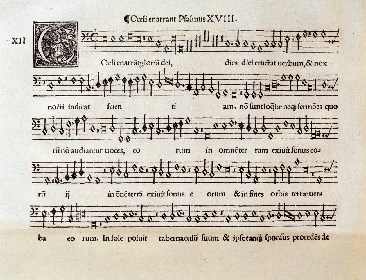 Side med partitur af Salme XVIII af Willaert (1538) af Unknown artist