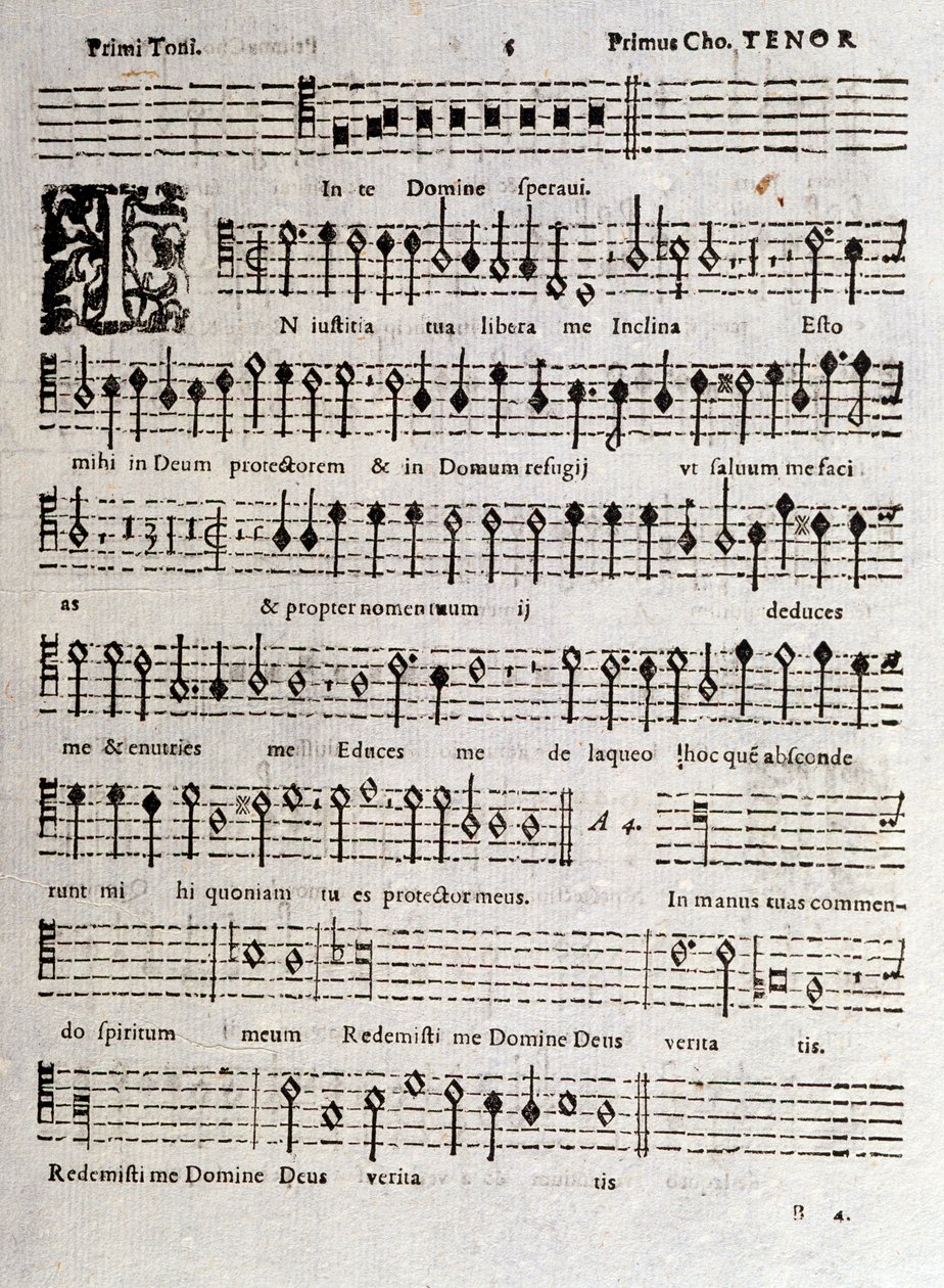Side med partitur af Psalms (op 16) af Ludovico Viadana af Unknown artist