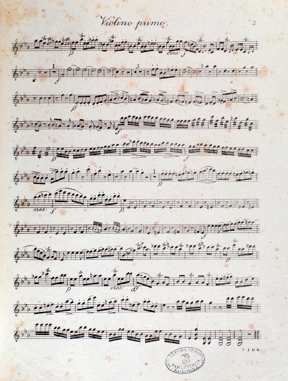 Side med partitur til ouverturen af Alruna af Louis Spohr af Unknown artist