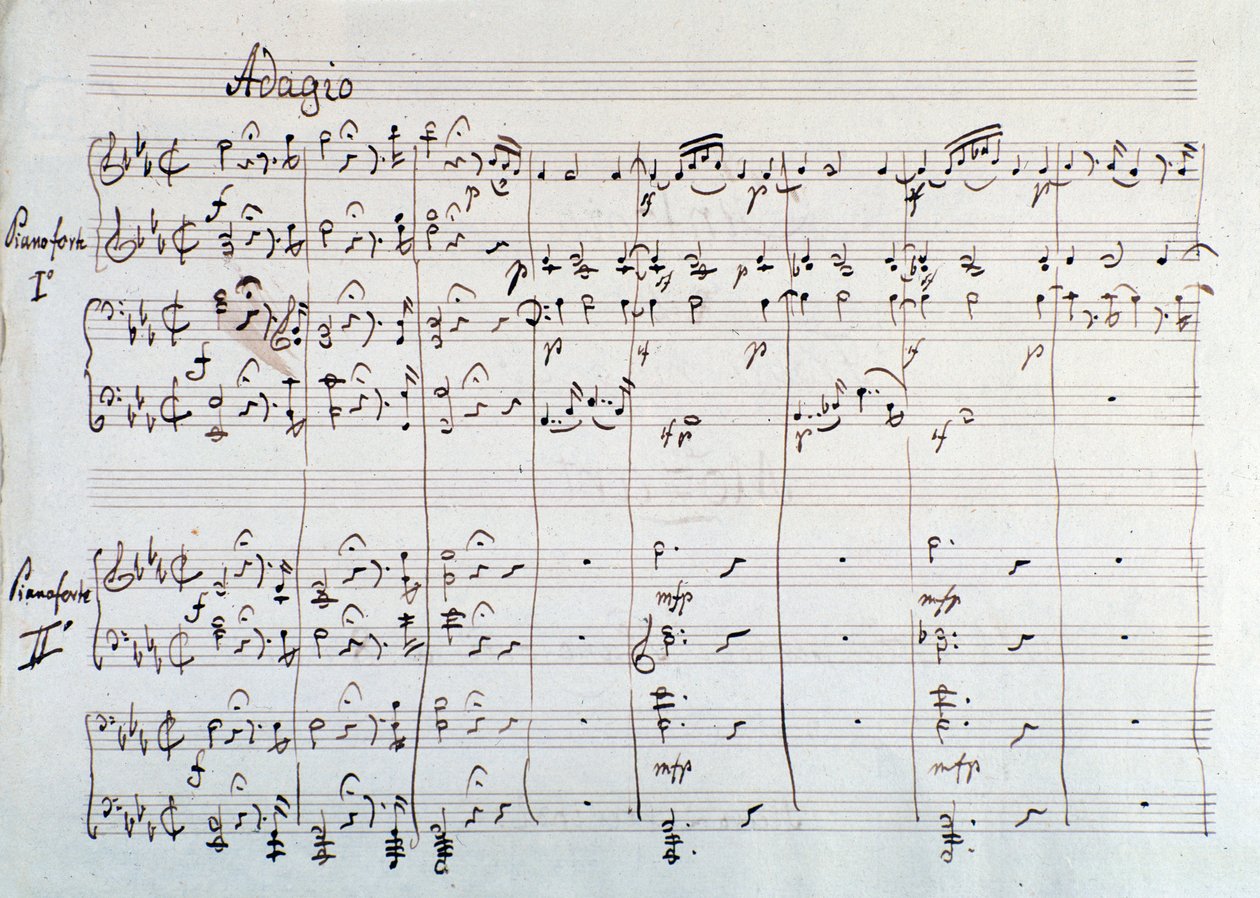 Side af symfonien reduceret til to klaverer og otte hænder af Die Zauberflote, opera af Mozart, Lichtenthal-version (1800-tallet) af Unknown artist