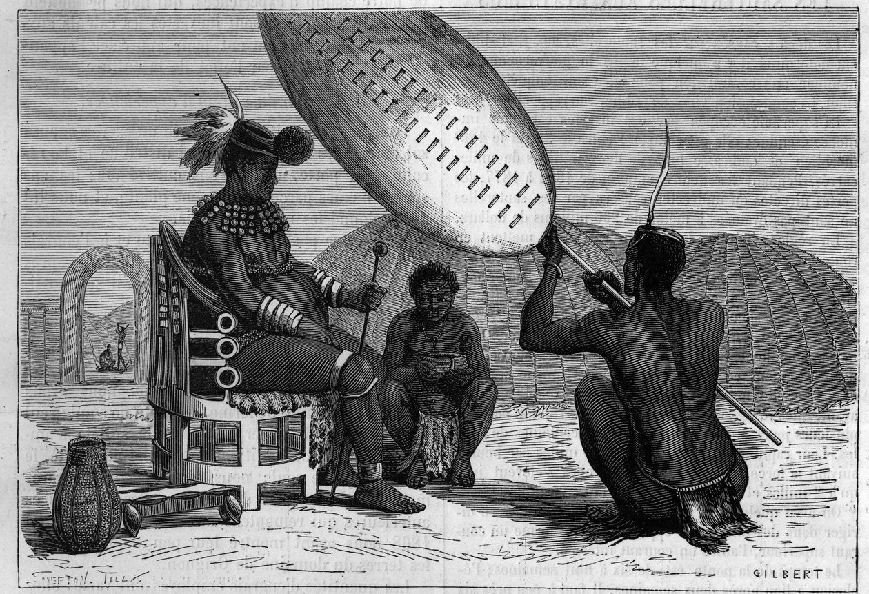 Panda, afdøde konge af Zulu. Gravering i "" Nature: gennemgang af videnskaberne og deres anvendelser til kunst og industri "" af 5. april 1879. af Unknown artist