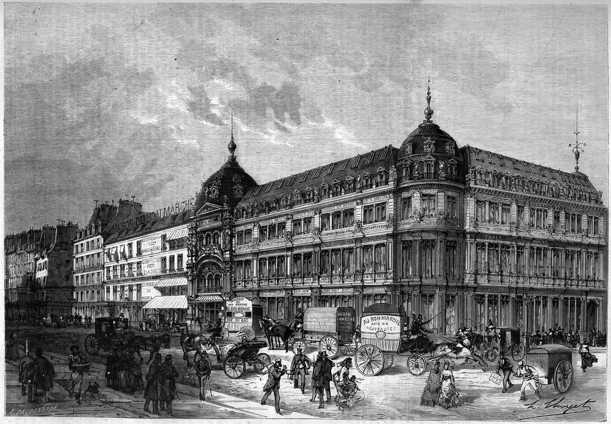 Paris 1872: nye butikker, “Au bon marché””. af Unknown artist