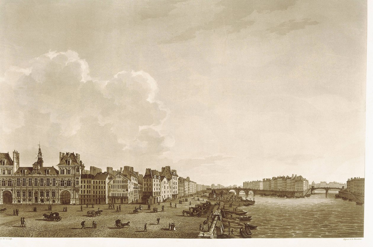 Paris. Rådhuset og Seinen af Unknown artist