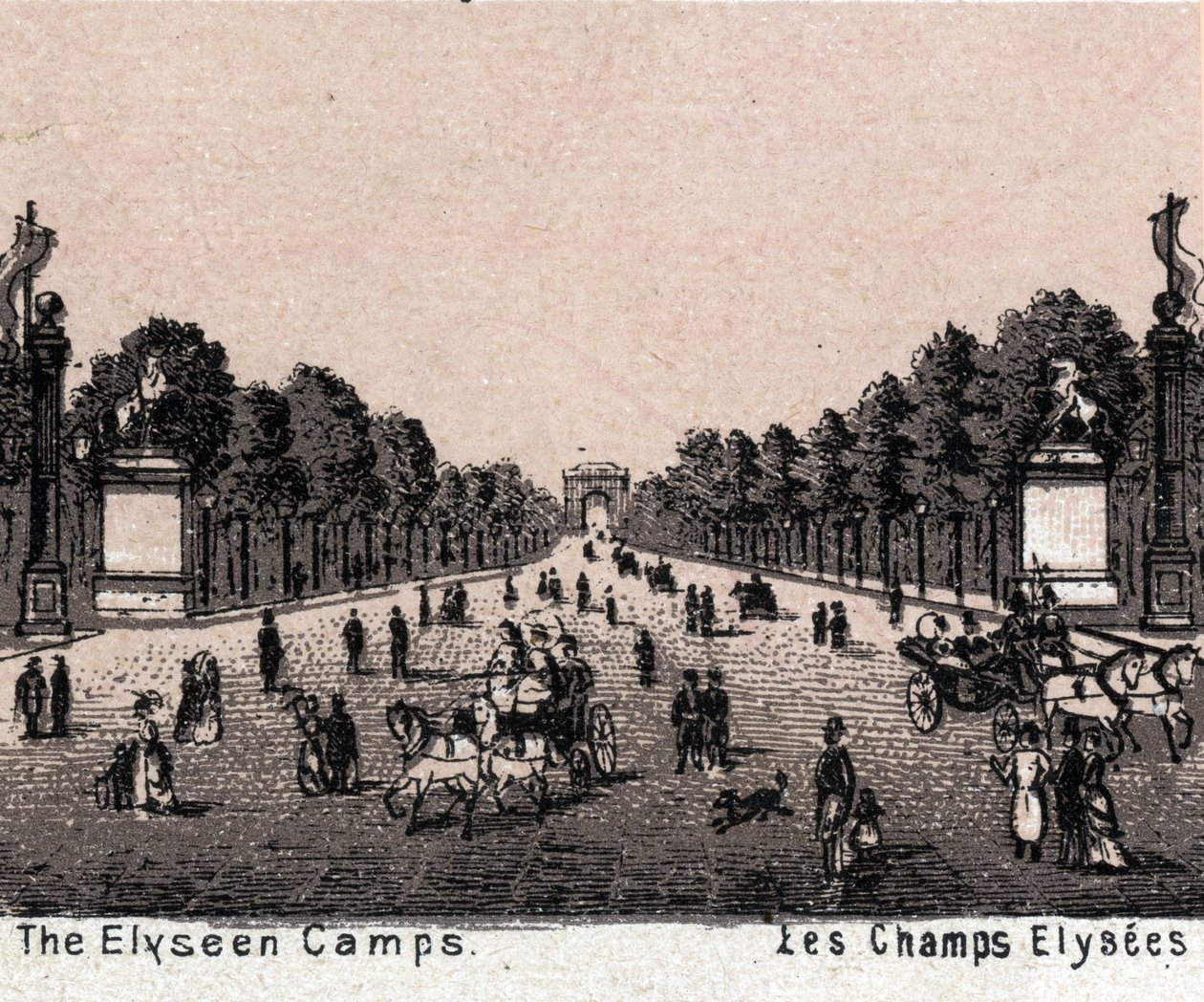 Paris, Frankrig: udsigt over Champs Elysees (Champs-Elysees). i "Verden illustrerer 168 visninger"" Udateret (slutningen af 1800-tallet) af Unknown artist
