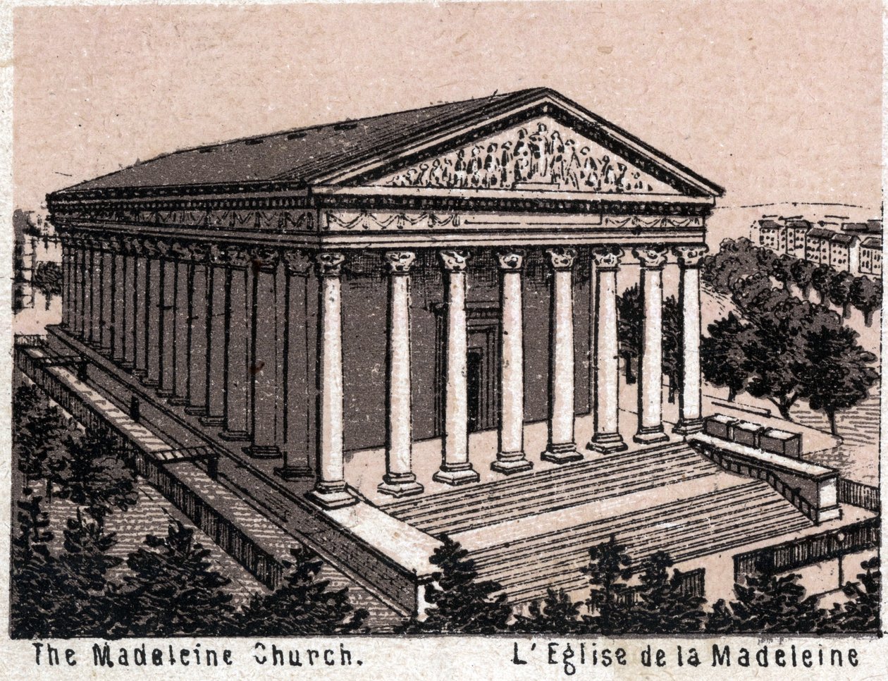 Paris, Frankrig: udsigt over Madeleine-kirken. i "" Verden illustrerer 168 visninger"" Udateret (slutningen af 1800-tallet) af Unknown artist