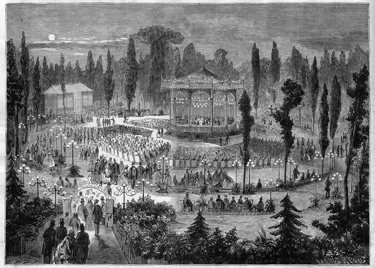 Paris VIII. arrondissement - avenue des Champs-Elysees (Champs Elysees) - koncerter i 1868 af Unknown artist